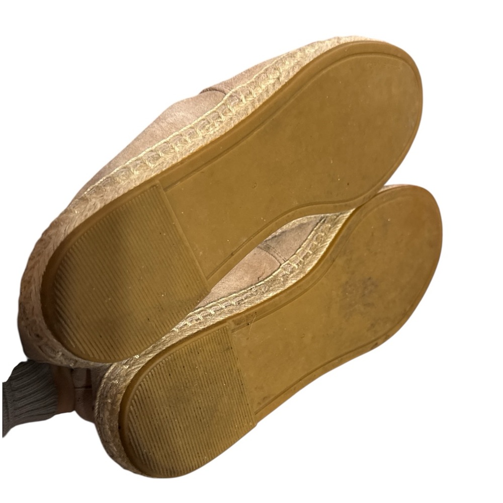 TORY BURCH Pearl Logo Flat Espadrille Suede-MEADOWSWEET Sz 9 - Picture 5 of 6